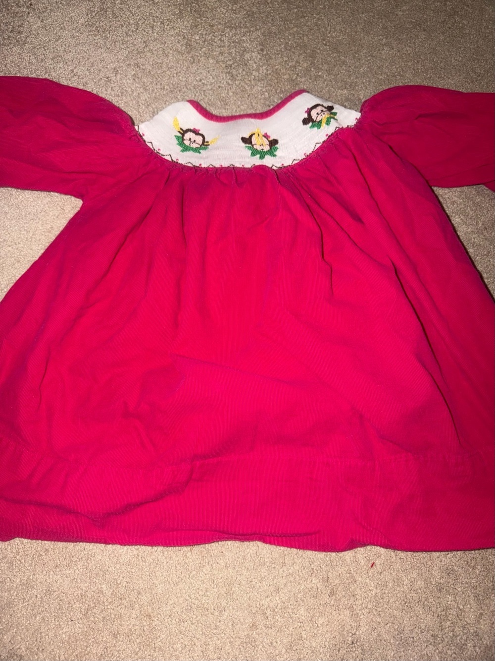 Molly Pop corduroy Monkey banana pink smock dress size 5
